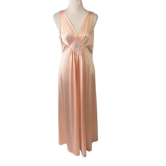 Vanity Fair Size 34 Pink Nightgown Vintage 1980s Long Made in USA - Picture 5 of 11